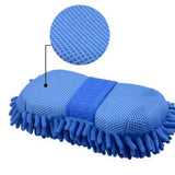 Blue Microfiber Chenille Car Wash Sponge & Glove