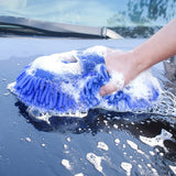 Blue Microfiber Chenille Car Wash Sponge & Glove