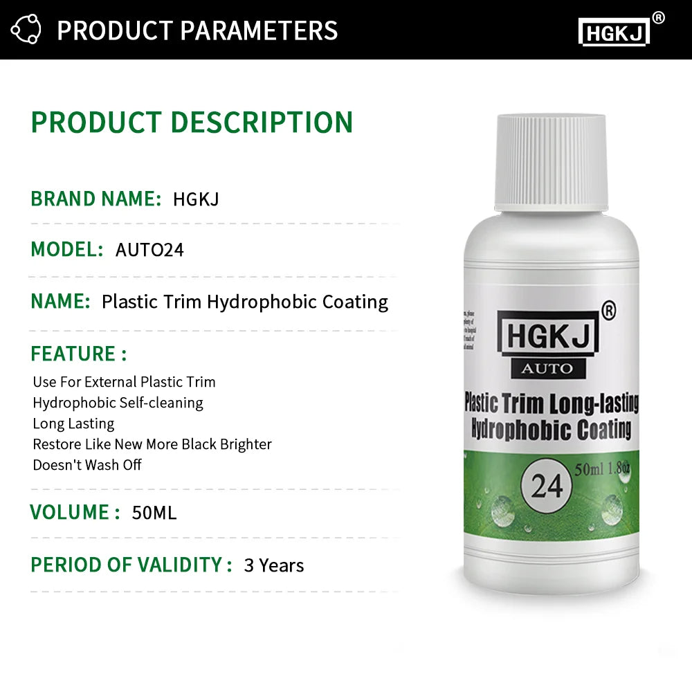 Plastic Restore Revitalizer - Long-Lasting Gloss Black Coating HGKJ 24