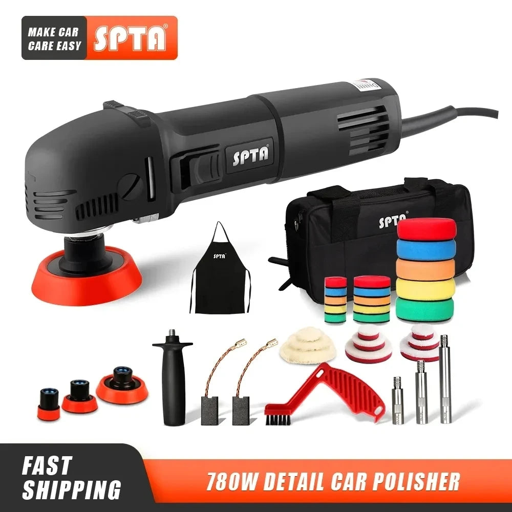 SPTA Mini Rotary Polisher with 29-Piece Sponge Pad Set