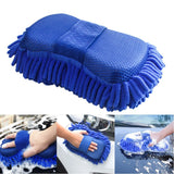 Blue Microfiber Chenille Car Wash Sponge & Glove